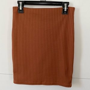 Pretty Little Thing Rust ribbed skirt
